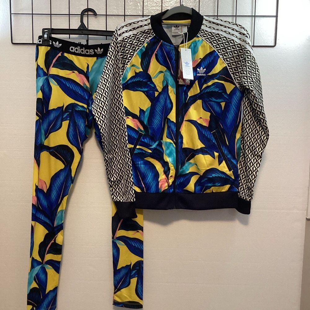 adidas Yellow and Blue Track Pants & Jacket Set